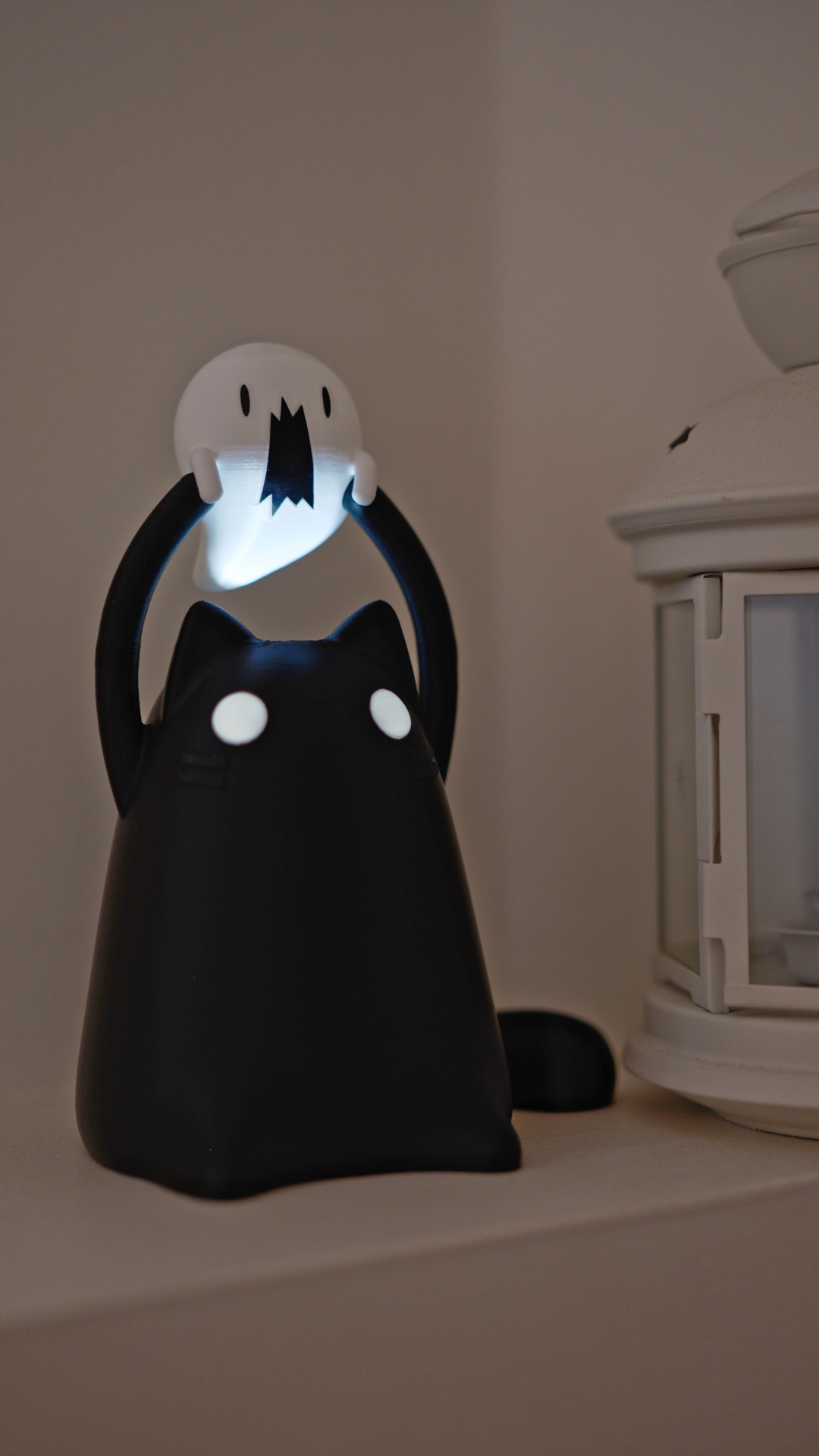 Chubby Cat Holding A Ghost Lamp