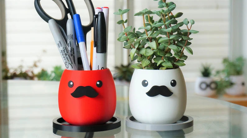 Mustache Planter & Pen Holder