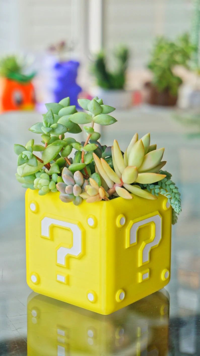 Super Mario Question Mark Block Planter & Pen Holder