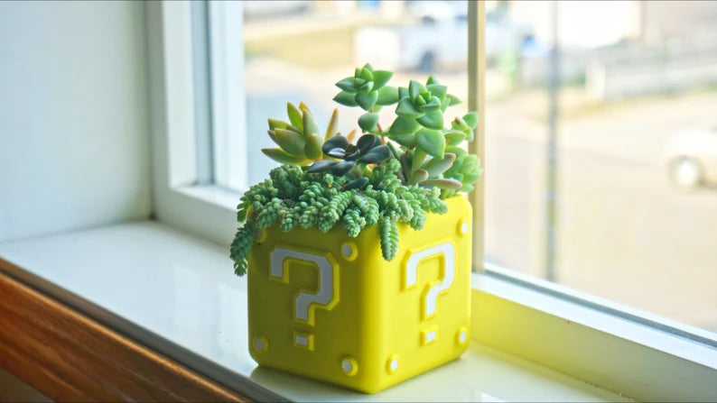 Super Mario Question Mark Block Planter & Pen Holder