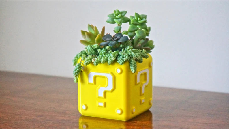 Super Mario Question Mark Block Planter & Pen Holder
