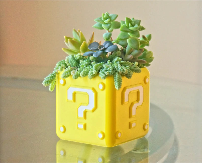 Super Mario Question Mark Block Planter & Pen Holder