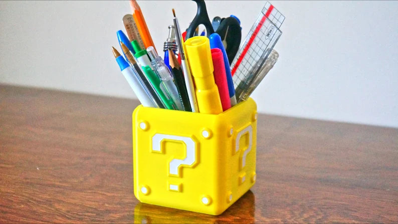 Super Mario Question Mark Block Planter & Pen Holder