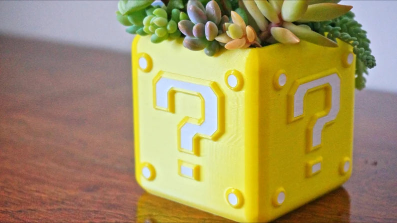 Super Mario Question Mark Block Planter & Pen Holder