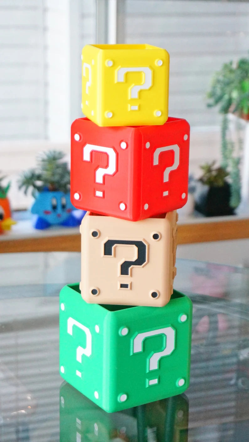 Super Mario Question Mark Block Planter & Pen Holder