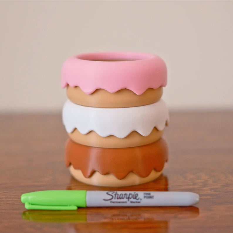 Stacked Glazed Donut Planter & Pen Holder