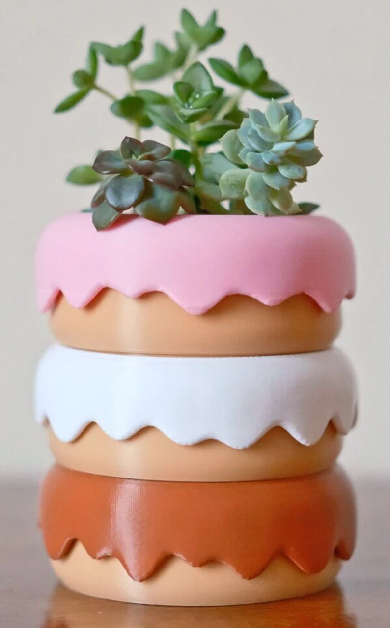 Stacked Glazed Donut Planter & Pen Holder