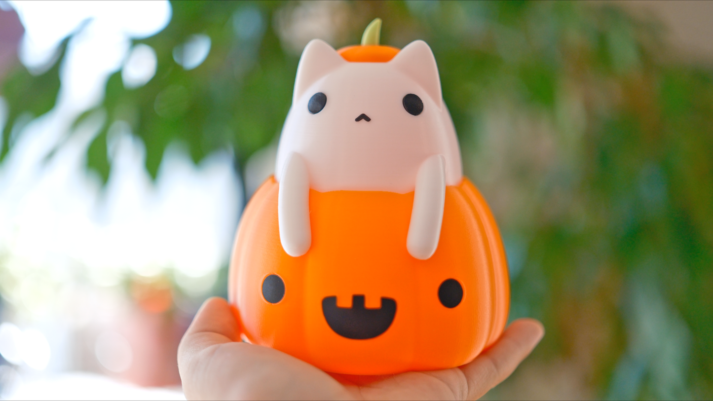 Cat in a Pumpkin Lamp