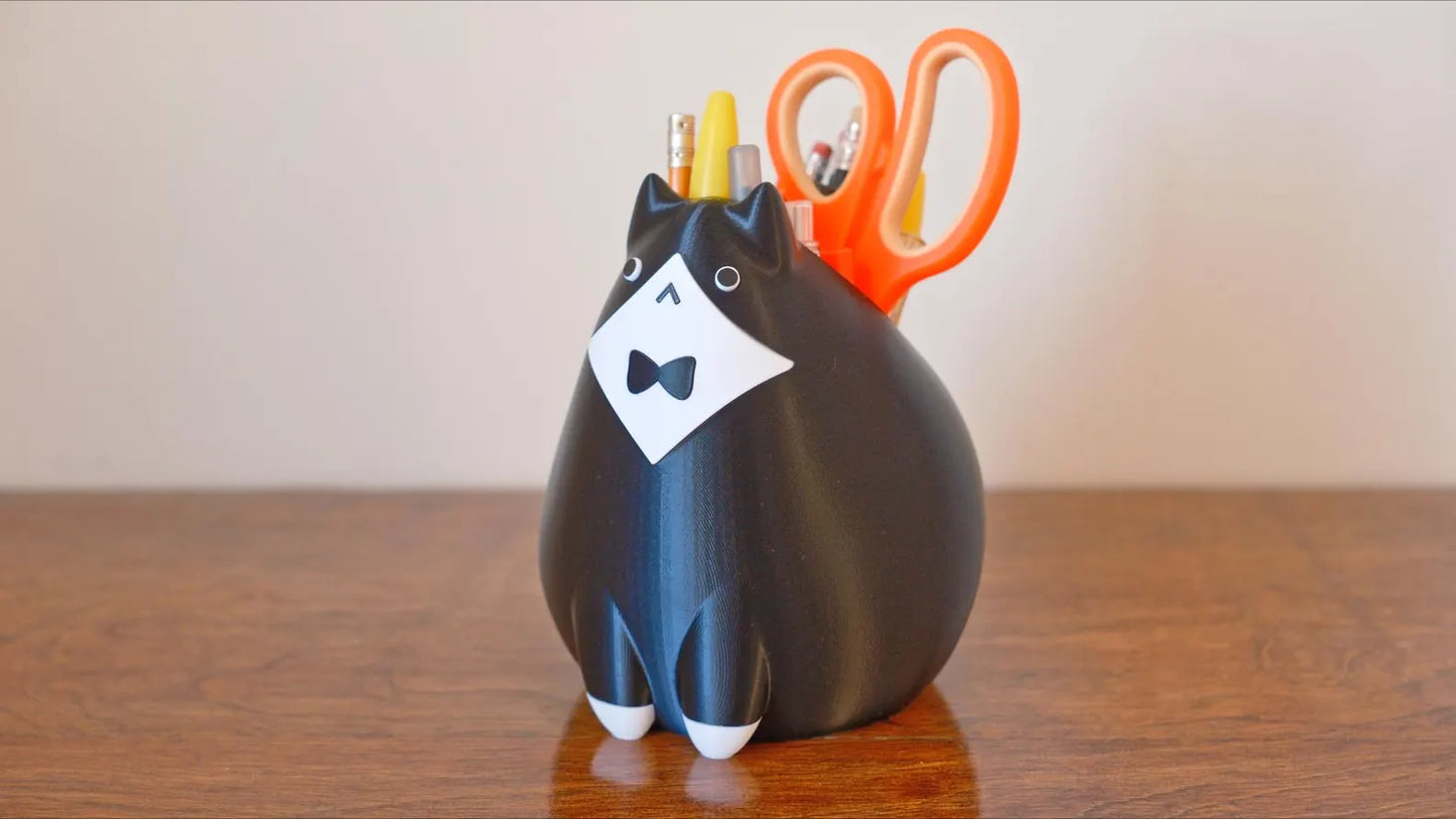 Tuxedo Cat Planter & Pencil Holder