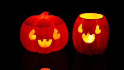 Pumpkin Jack-O-Lantern Decoration & Tea Light