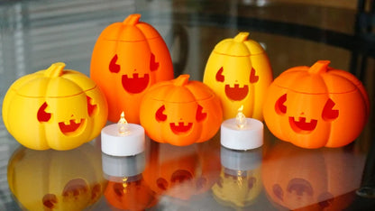 Pumpkin Jack-O-Lantern Decoration & Tea Light