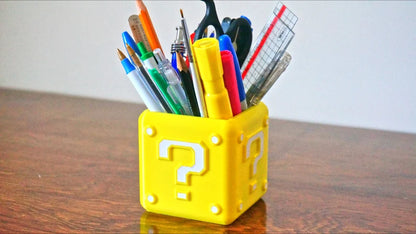 Super Mario Question Mark Block Planter & Pen Holder