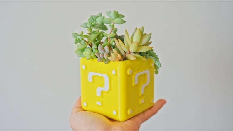 Super Mario Question Mark Block Planter & Pen Holder