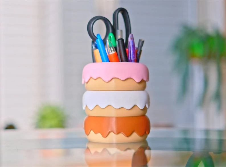 Stacked Glazed Donut Planter & Pen Holder