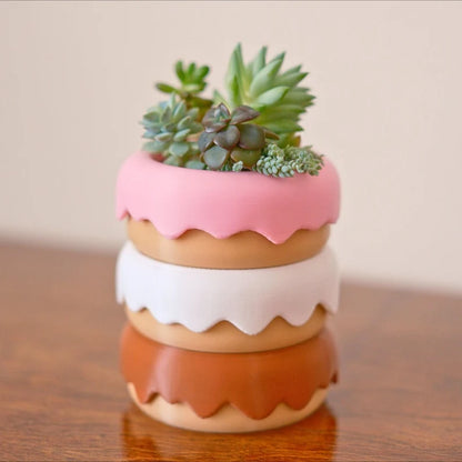 Stacked Glazed Donut Planter & Pen Holder