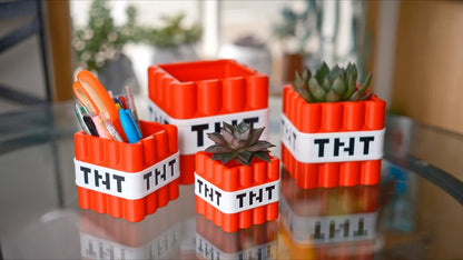 Minecraft TNT Block Planter & Pen Holder