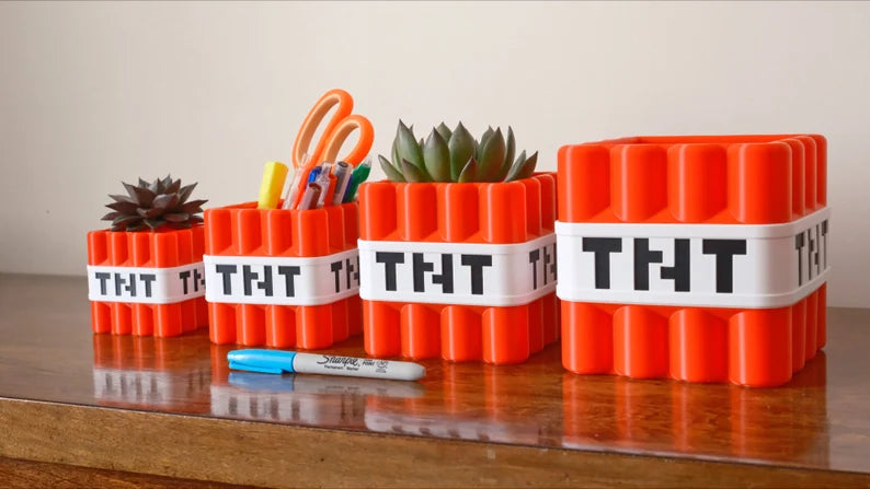 Minecraft TNT Block Planter & Pen Holder