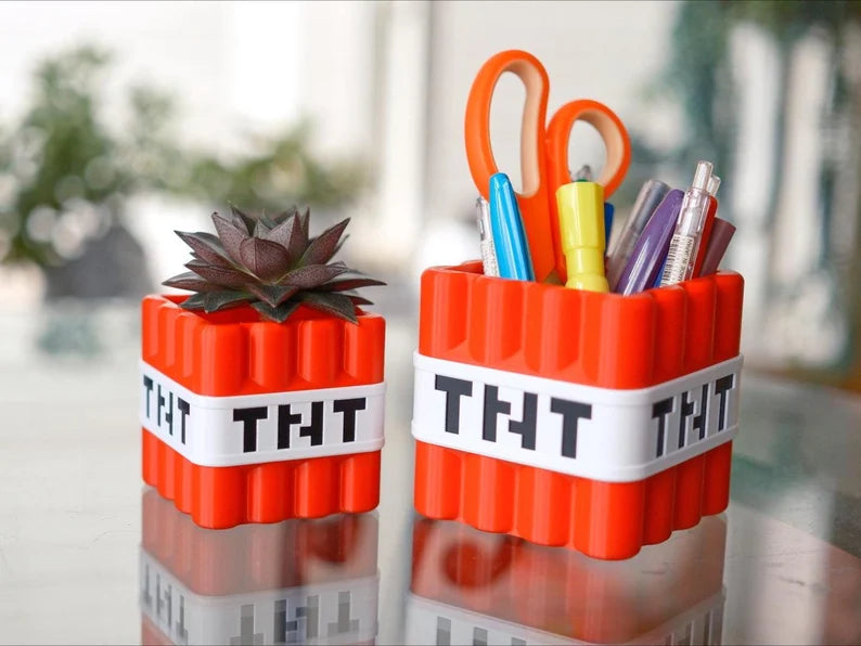 Minecraft TNT Block Planter & Pen Holder