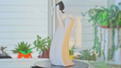 Ghost Holding a Kitty Lamp