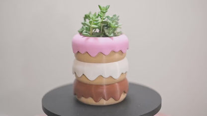 Stacked Glazed Donut Planter & Pen Holder